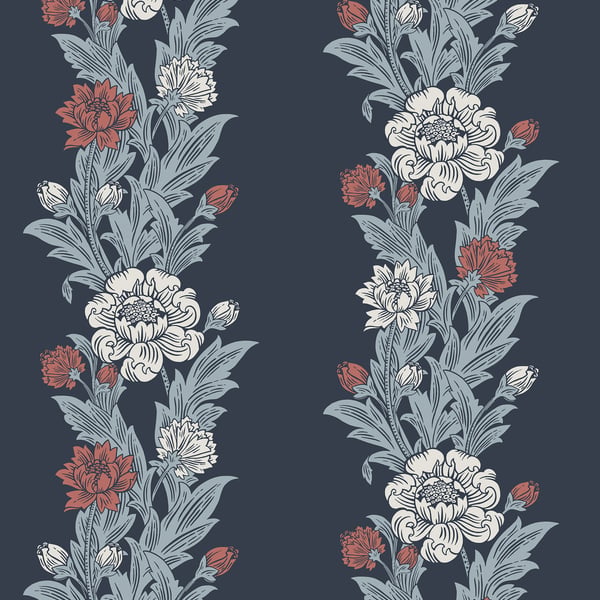 Galerie Wallpaper Product code: ET12712 - Arts and Crafts Wallpaper Collection - Navy White Red Colours -  