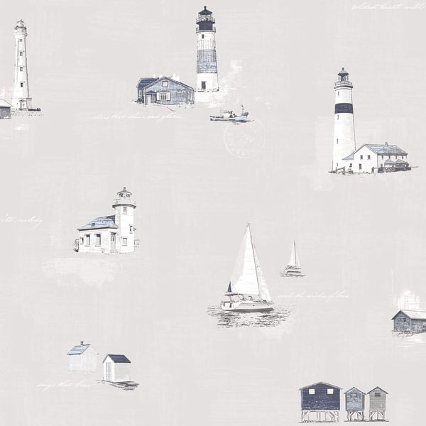 Galerie Wallpaper Product code: G23312 - Deauville 2 Wallpaper Collection - Navy Blue Sky Blue Beige Colours -  