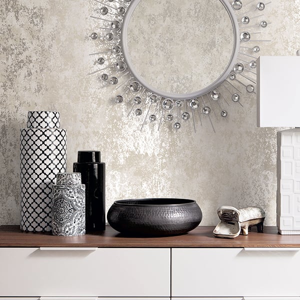 Galerie Wallpaper Product code: W78222R - Metallic Fx Wallpaper Collection - Silver Beige Colours -  