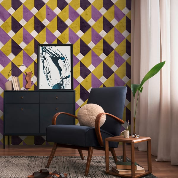 Galerie Wallpaper Product code: WH45217M_2 - Welcome Home Murals Wallpaper Collection - Cream, Yellow, Lilac Colours -  