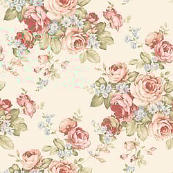 Galerie Wallcoverings Product Code AB27614 - Abby Rose 3 Wallpaper Collection - Cream Pink Blue Olive Green Colours - Grand Floral Design