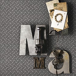 Galerie Wallcoverings Product Code: G45174 - Steampunk Wallpaper Collection Galerie Wallcoverings Product Code G45174 - Steampunk Wallpaper Collection - Silver Grey Colours - Diamond Plate Design