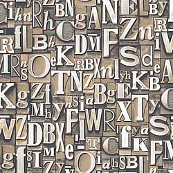 Galerie Wallcoverings Product Code: G56205 - Steampunk Wallpaper Collection Galerie Wallcoverings Product Code G56205 - Steampunk Wallpaper Collection - Bronze Brown Colours - Block Letters Design