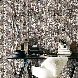 Galerie Wallcoverings Product Code: G56205 - Steampunk Wallpaper Collection Galerie Wallcoverings Product Code G56205 - Steampunk Wallpaper Collection - Bronze Brown Colours - Block Letters Design
