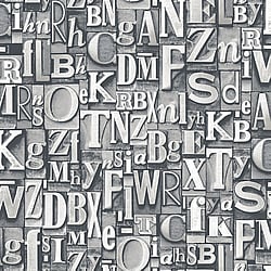 Galerie Wallcoverings Product Code: G56206 - Steampunk Wallpaper Collection Galerie Wallcoverings Product Code G56206 - Steampunk Wallpaper Collection - Silver Grey Colours - Block Letters Design