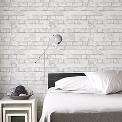 Galerie Wallcoverings Product Code: G56212 - Steampunk Wallpaper Collection Galerie Wallcoverings Product Code G56212 - Steampunk Wallpaper Collection - Silver Grey Colours - Brick Wall Design