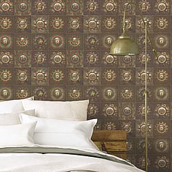 Galerie Wallcoverings Product Code: G56227 - Steampunk Wallpaper Collection Galerie Wallcoverings Product Code G56227 - Steampunk Wallpaper Collection - Bronze Brown Colours - Industrial Tiles Design