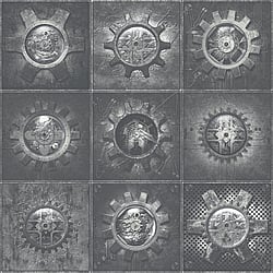 Galerie Wallcoverings Product Code: G56228 - Steampunk Wallpaper Collection Galerie Wallcoverings Product Code G56228 - Steampunk Wallpaper Collection - Silver Grey Colours - Industrial Tiles Design