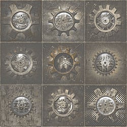 Galerie Wallcoverings Product Code: G56229 - Steampunk Wallpaper Collection Galerie Wallcoverings Product Code G56229 - Steampunk Wallpaper Collection - Bronze Brown Colours - Industrial Tiles Design
