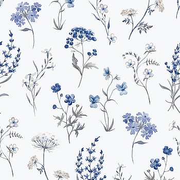 Galerie Wallcoverings Product Code 1901-1 - Spring Blossom Wallpaper Collection - White Blue Colours -  
