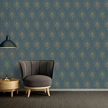 Galerie Wallcoverings Product Code AC60004 - Absolutely Chic Wallpaper Collection - Blue Yellow Metallic Colours -  