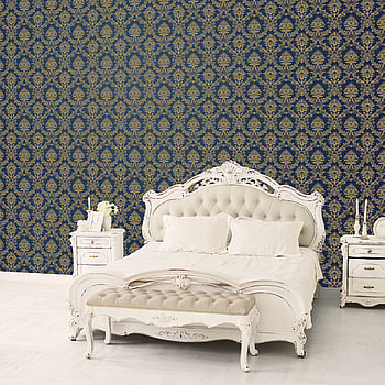 Galerie Wallcoverings Product Code CI38213 - Classic Silks 4 Wallpaper Collection - Navy, Gold Colours -  