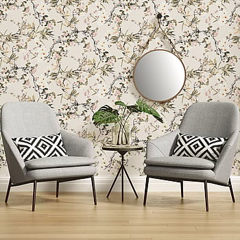 Galerie Wallcoverings Product Code ES31101 - Escape Wallpaper Collection - Cream, Beige, Green, Pink, Brown, Black, Grey, Red Colours -  