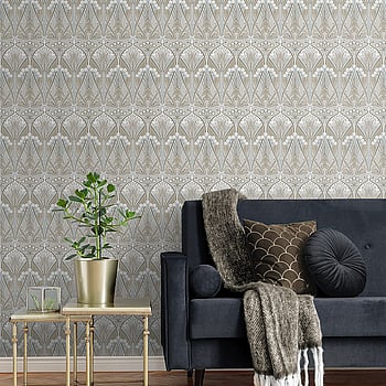 Galerie Wallcoverings Product Code ET12424 - Arts and Crafts Wallpaper Collection - Taupe Beige Blue Colours -  