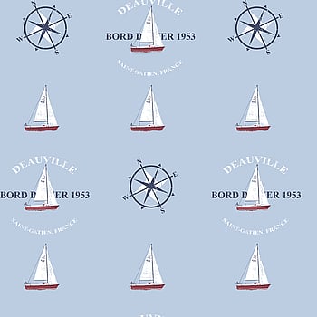 Galerie Wallcoverings Product Code G23037 - Deauville Wallpaper Collection - Sky Blue Red White Colours -  