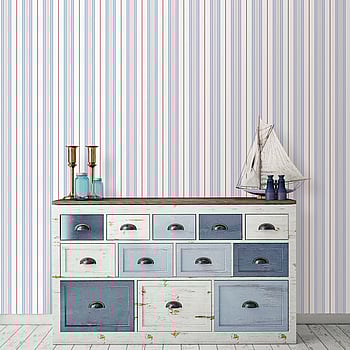 Galerie Wallcoverings Product Code G23065 - Deauville Wallpaper Collection - Sky Blue Red White Colours -  