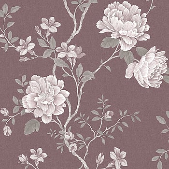 Galerie Wallcoverings Product Code G45304 - Vintage Roses Wallpaper Collection - Burgundy Grey Colours -  