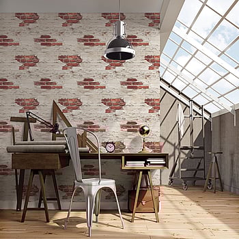 Galerie Wallcoverings Product Code G45354 - Grunge Wallpaper Collection - White Red Colours -  