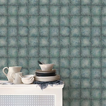 Galerie Wallcoverings Product Code G67783 - Ambiance Wallpaper Collection - Teal Silver Colours -  